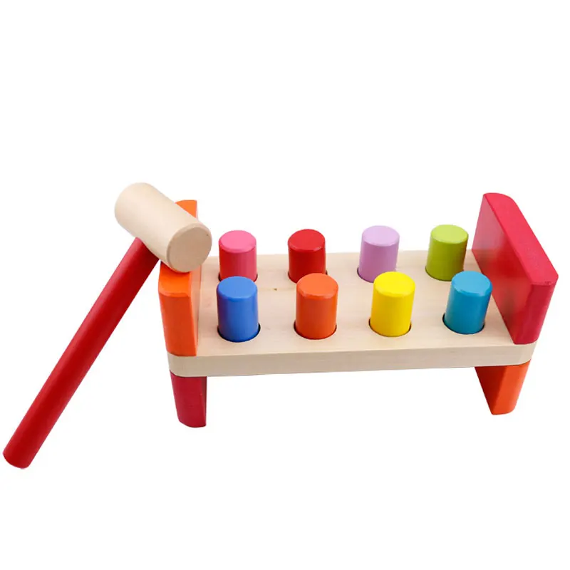 Деревянные головоломки 3D головоломки раннего скамья Hammer фунт колышек Игры развивающие деревянные игрушки для детей 2-4 года E2865Z