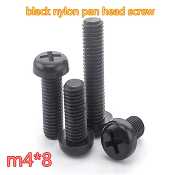 

500pcs black nylon m4*8 plastic pan / round head machine screw with insulation