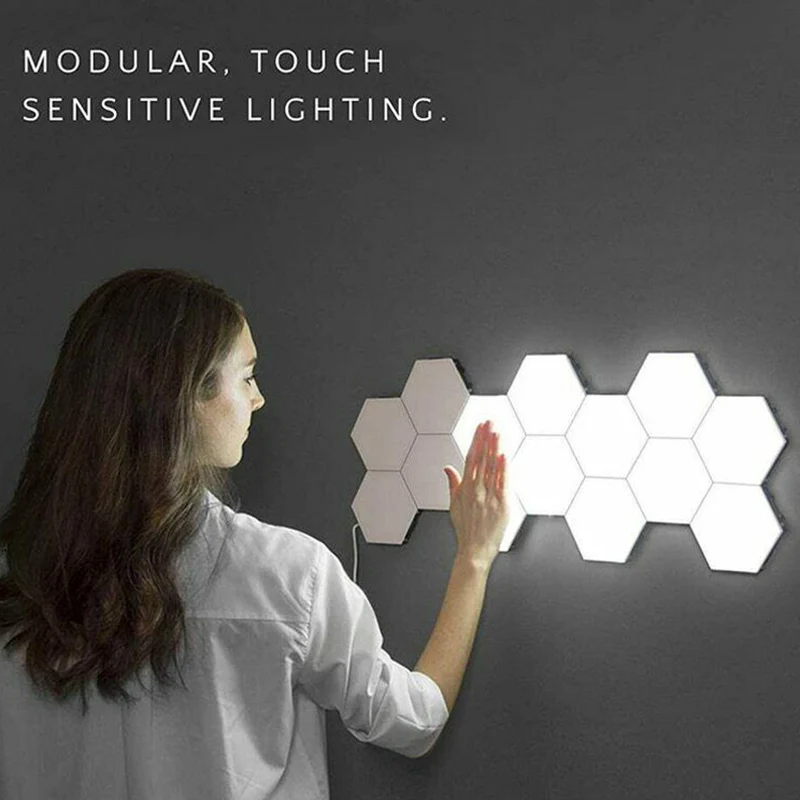

LED Wall Light Hexagonal Night Lamp Quantum Geometry Touching for Home Bedrooms lampara pared QJ888