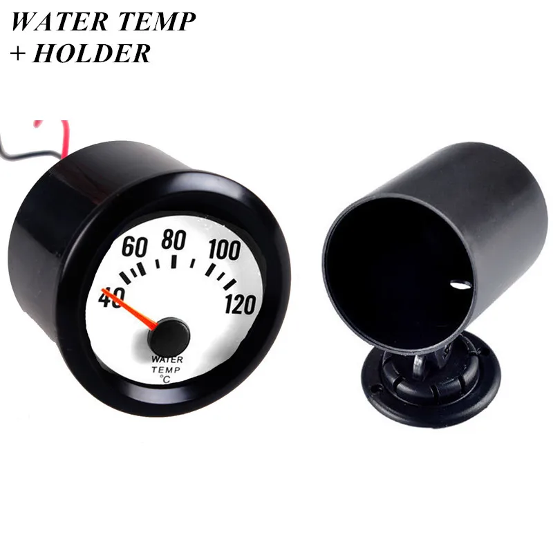 

EE support 2" 52mm Universal Automobile Clock Black Shell White Screen Blue Led Pointer Water Temp Gauge + Pod Holder Car Kit