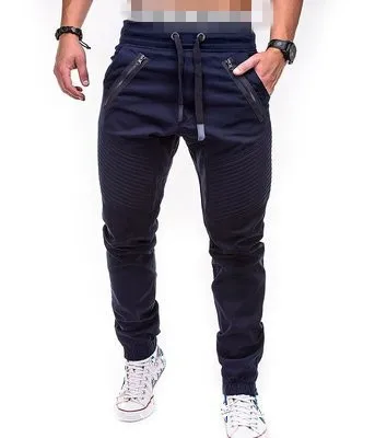 MRMT брендовые новые мужские брюки для отдыха, Модные свободные однотонные мужские брюки с двойным карманом на молнии - Цвет: Синий