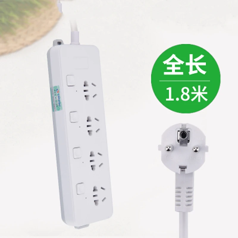 

1.8M 4ways strip EU plug power strip Outlet Universal socket extender with overload protector Surge Protector Outlet extension
