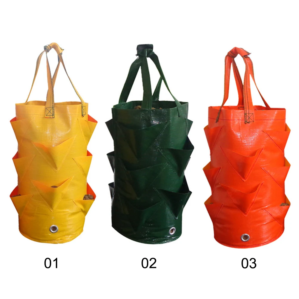 1 шт., 3 галлона, сумка для посадки клубники, Садовая, Цветочная, Садовая, подвесная сумка, инструмент, желтый, оранжевый, зеленый, 35x20 см