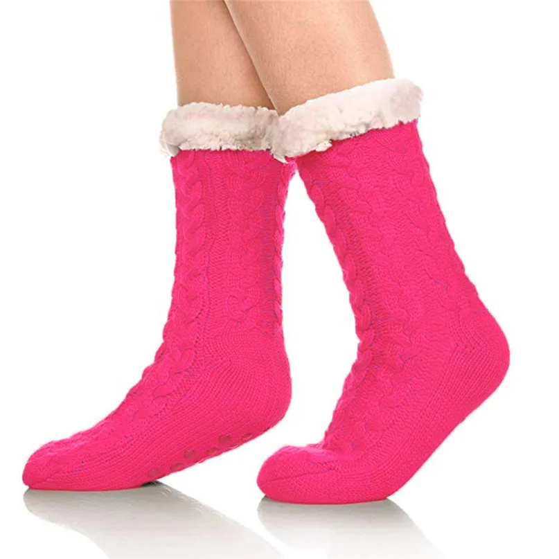Skiing Socks Women Winter Super Soft Warm Cozy Fuzzy Fleece-lined Christmas Gift With Gripp #2d18 (5)
