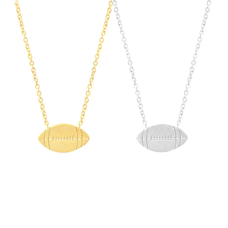 البسيط الرياضة مجوهرات جولة الأمريكية سحر قلادة للنساء الذهب اللون المقاوم للصدأ الكرة قلادة collares البسيط الرياضة مجوهرات جولة الأمريكية سحر قلادة للنساء الذهب اللون المقاوم للصدأ الكرة قلادة collares