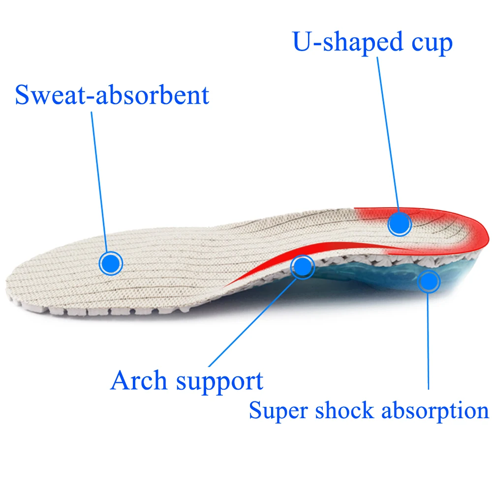 Spring Silicone gel Orthopedic shoes sole insoles for the feet Sports insoles Shock Absorption Arch Support Running Shoe Pads