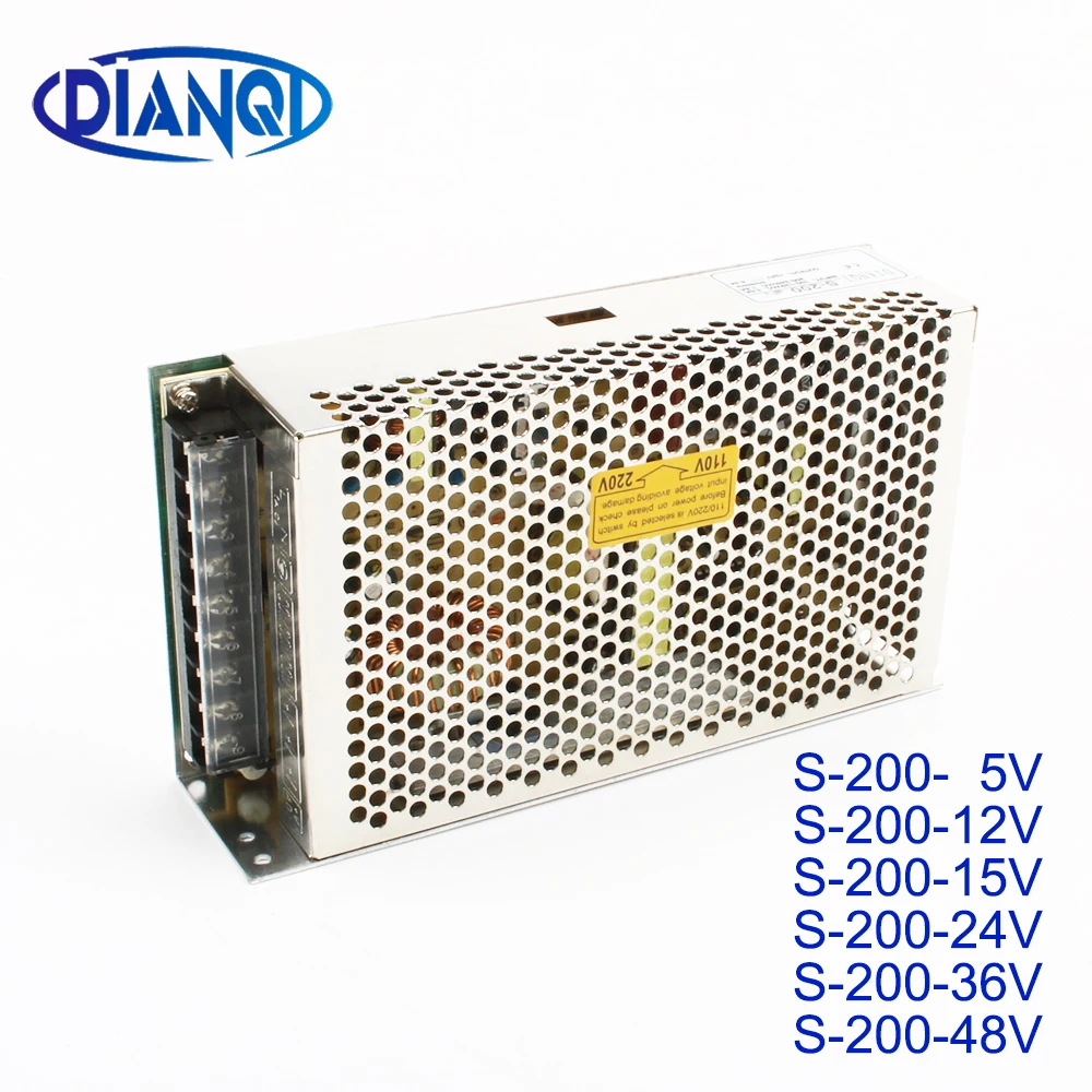 Источник питания DIANQI S 200w 5 в 12 В 15 24 36 48 источник 200 Вт блок переменного и