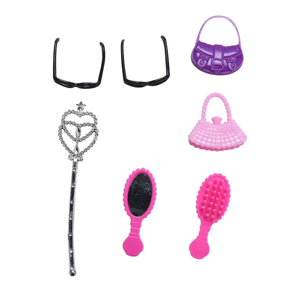 1 مجموعة الساخن بيع الأحذية حقيبة مرآة شماعات مشط الأثاث اللباس ل دمية الدمى اكسسوارات مجموعة ل ألعاب الدمى الطفل هدايا