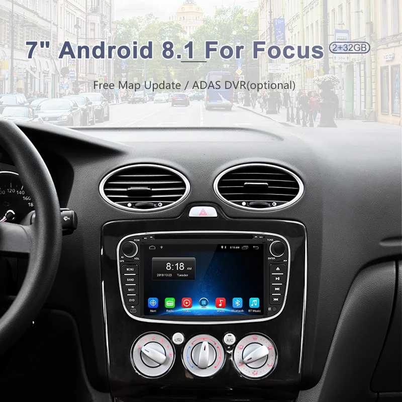 Junsun Android 8,1 автомобильный мультимедийный плеер gps 2 Din автомобильный DVD для Ford Focus 2/Kuga 2/S-MAX/Mondeo 4/C-MAX/Galaxy Wi-Fi ips экран