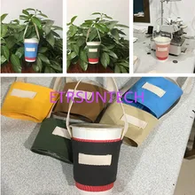 100 шт./лот цветные, холщовые чашка сумка холст для рукоделия с углублением и подкладкой ручной шатающийся стакан чашка для молока и чая сумка