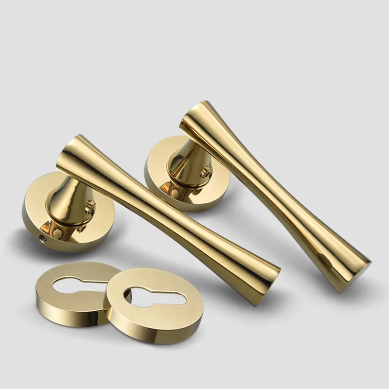 Modern Zinc Alloy Gold Plated Door Handles For Interior