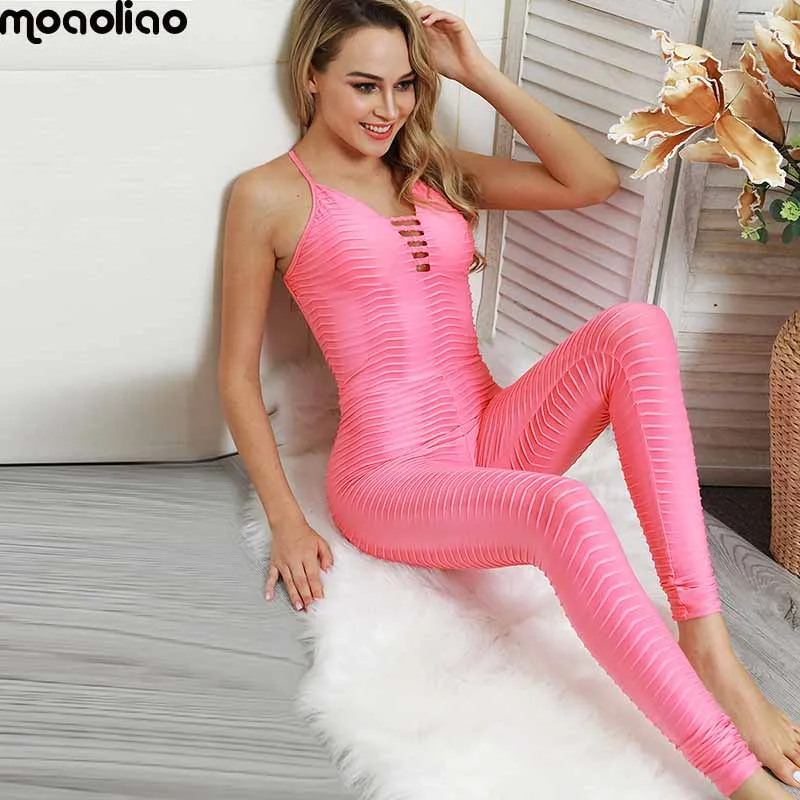 

New Women Sexy Yoga Jumpsuit Fitness Clothing Women's One Pieces Backless Sports Jumpsuit Gym Workout Yoga Set Pink Gym Bodysuit
