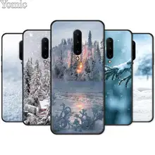 Black Case for Oneplus 7 7 Pro 6 6T 5T Silicone Cover for Oneplus 7 7Pro Soft Phone Case Shell Landscape Winter Light Snow