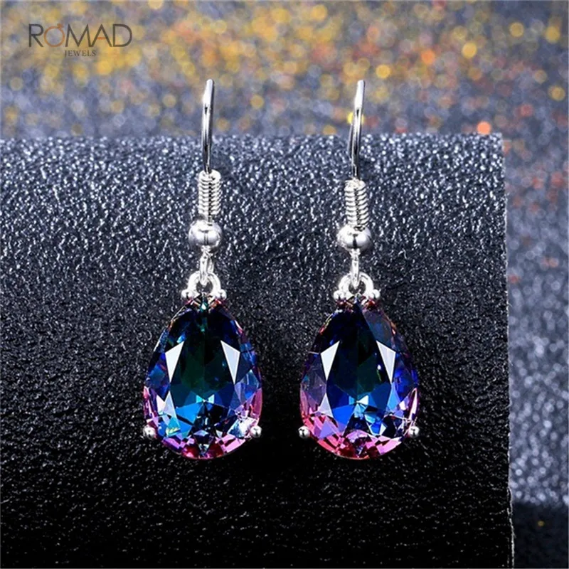 Серьги подвески женские из серебра 925 пробы с крупными