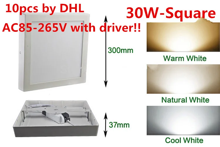 

DHL 10cps/lot 30W Square / Round Led Panel Light Surface Mounted Led Downlight lighting Led ceiling down lights AC 85-265V