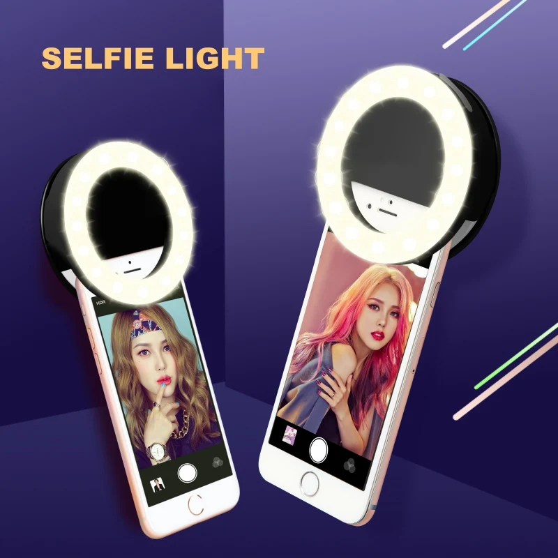 Mobile phone Selfie Ring Flash lens LED beauty Fill Light Lamp Portable Clip for Photo Camera Self-timer For iPhone Sumsung