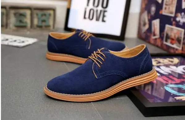 Дышащие Для мужчин туфли-оксфорды Повседневное замшевая обувь Для мужчин Туфли без каблуков Мужская обувь плюс Размеры, 47(Европа) до 12 лет,, M178 - Цвет: Синий