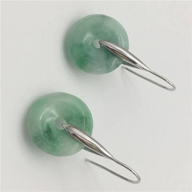 Натуральный камень AAA светильник зеленая Пряжка мира 925 пробы серебряные серьги около 12-14 мм