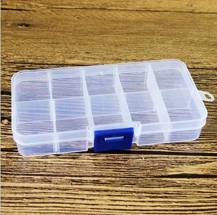 M-Egal Plastic 10 Slots Adjustable Jewelry Craft Storage Box Case Blue 
