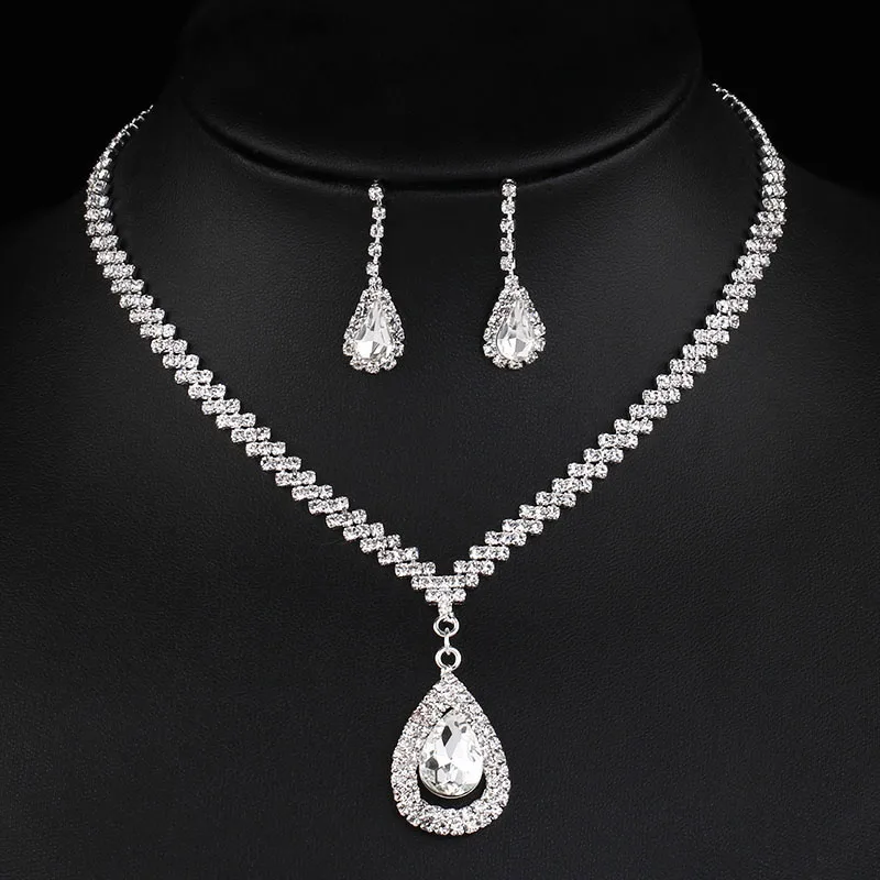 TREAZY Elegant Wedding Jewelry Sets for Women Pearls Crystal Necklace Earrings Bridal Jewelry Sets Prom Wedding Accessories 