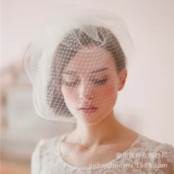 In Stock 2020 Wedding Bridal Hats White Net Wedding Hats Bridal Fascinator Face Veils Feather Free Shipping
