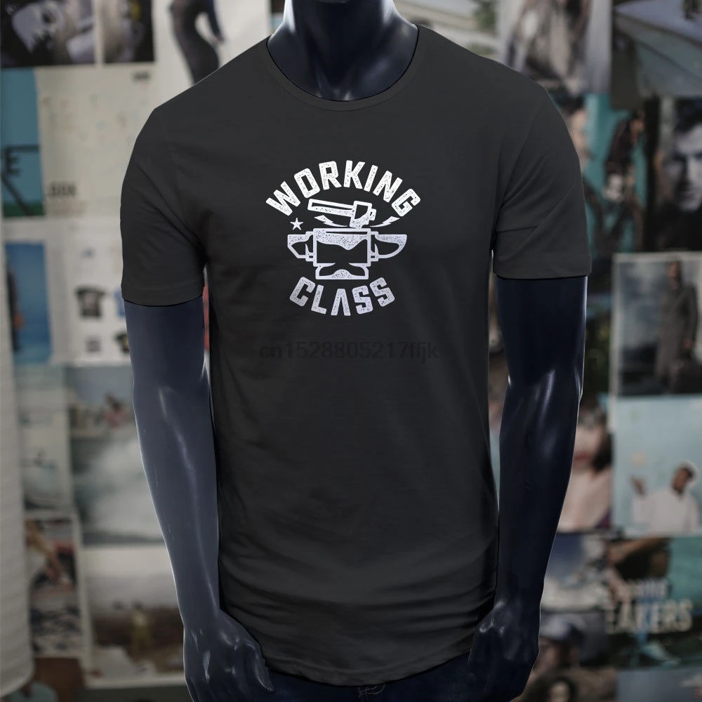 Working Class Anvil Hammer Blacksmith Metal Work Men Black Extended Long Tshirt | Мужская одежда