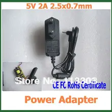 200 шт 5В 2A 2,5x0,7 мм Зарядное устройство Мощность Адаптеры CE, FC по ограничению на использование опасных материалов в производстве сертификат для планшетный ПК с системой андроида ПК Q88 Yuandao N70 Рамос W30HD по DHL