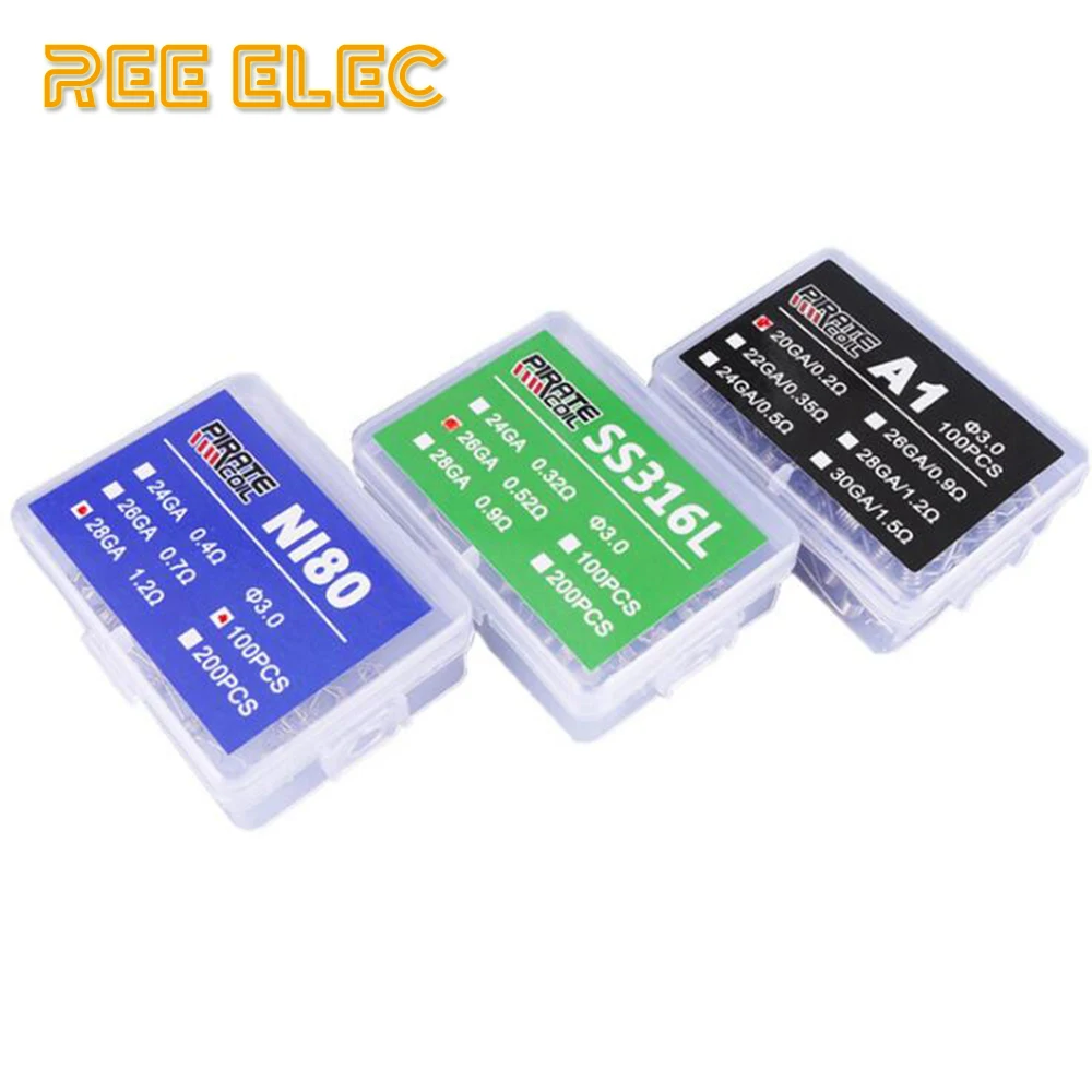 

100 Pieces/box Ni80 SS316l A1 Prebuilt Coil Electronic Cigarette Rda Atomizer Vape Pen DIY Tools Accessories Pirate Coils