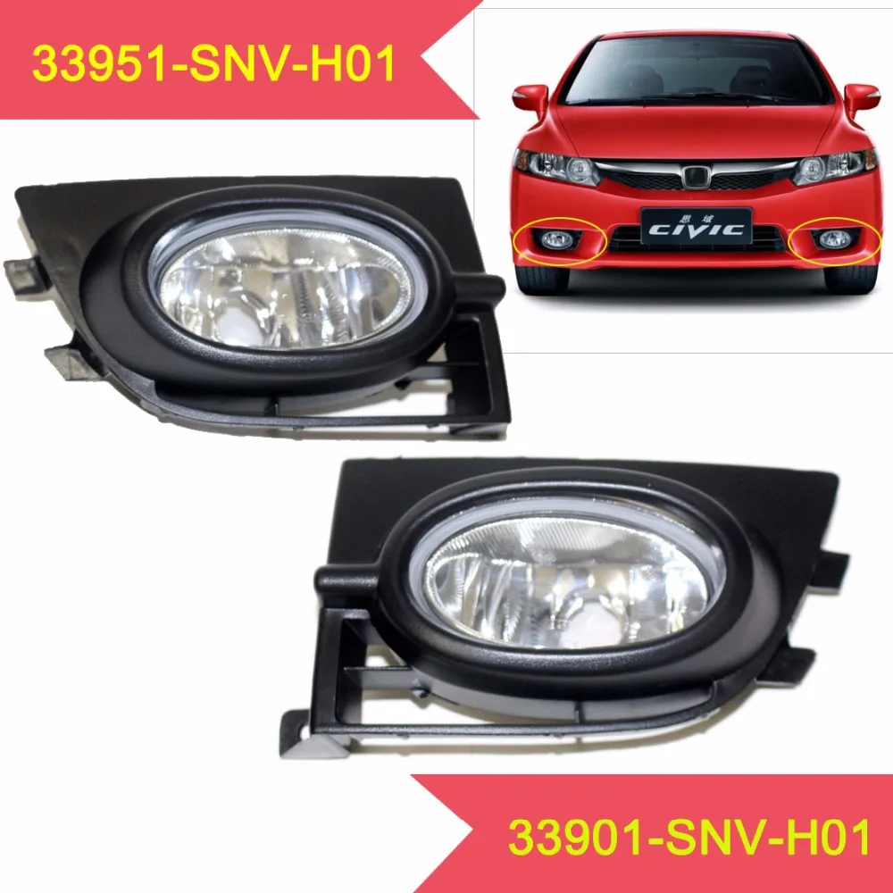 

Black Right & Left fog light Assembly front bumper lamp 33901-SNV-H01 / 33951-SNV-H01 for Honda Civic 4-door 2006 2007 2008