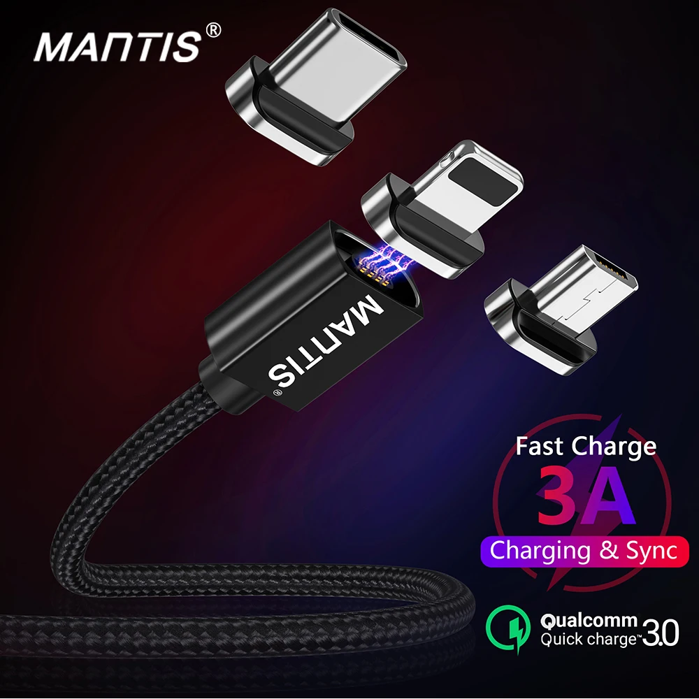 

MANTIS 3A Micro Usb Cable Magnetic Cable For Iphone Samsung Fast Charging Type C Cables Xiaomi Mi9 Redmi Note 7 K20 OnePlus 6 5T