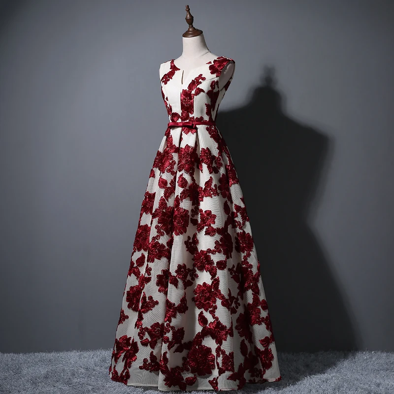 Elegant V-Neck Lace Long Bridesmaids Dress | Uniqistic.com