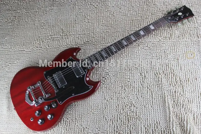 

Free shipping G Model Electric Guitar transparent Red finished with bigsby Cheap High quality SG guitars