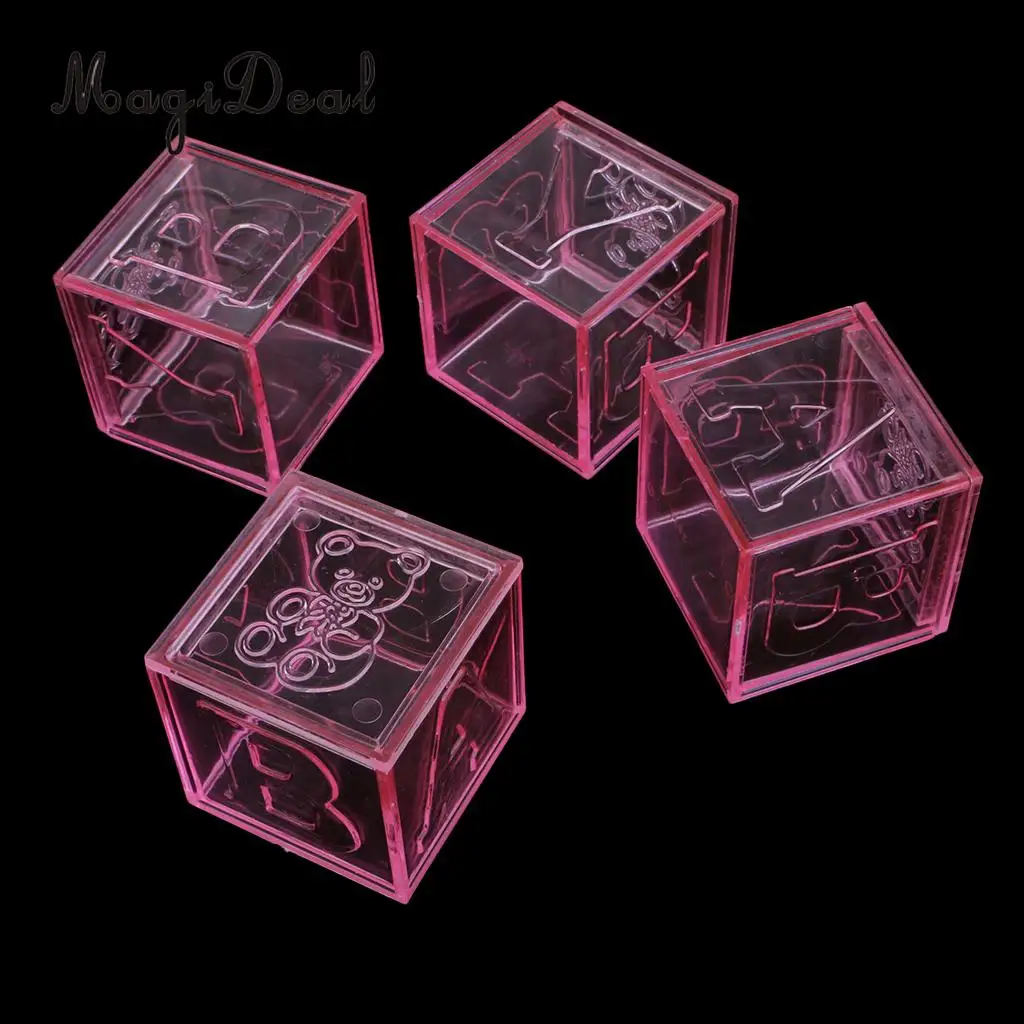 MagiDeal 12 Pieces Clear Bear Baby Square Chocolate Candy Gift Boxes for Baby Shower Birthday Christening Party 4.5cm/5cm
