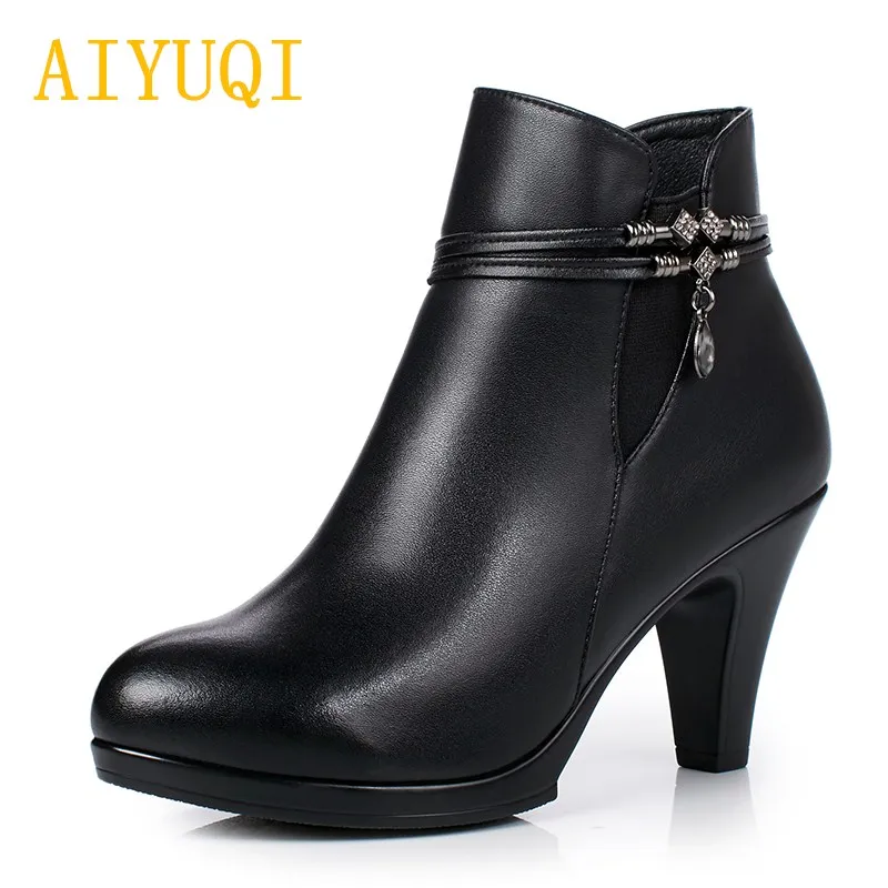 

2019 winter new women's genuine leather wool boots, thick warm snow boots women, the trend of fine with women's Martin boots