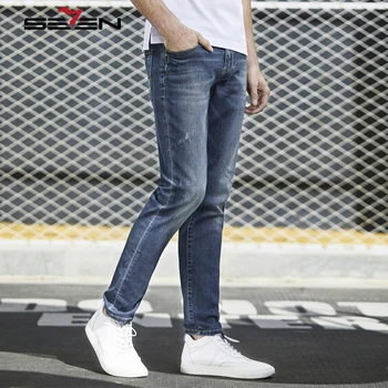 

Seven7 Brand Jeans Stretch Destroyed Ripped Skinny Pants For Men Slim Fit Hiphop Denim Blue Distressed Biker Jeans 114S80120