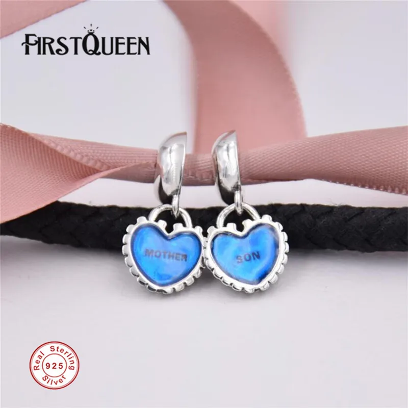 

FirstQueen Piece Of My Heart, Son, Two-Part Dangle Charm, Turquoise Enamel Charm Fit Pulseira Berloque DIY Pendant Fine Jewelry