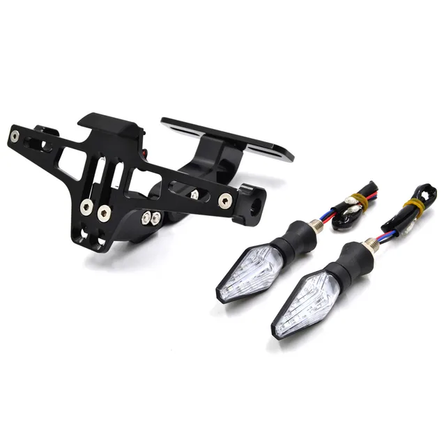 BJ Global Motorcycle Aluminum Adjustable License Plate Frames Holder Bracket With Plate light LED Black BJ Global Motorcycle Aluminum Adjustable License Plate Frames Holder Bracket With Plate light LED Black