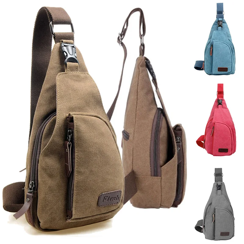 

Outdoor Men Women Small Running Bag Canvas Sling Messenger Chest Bag Backpack Shoulder Travel Bags