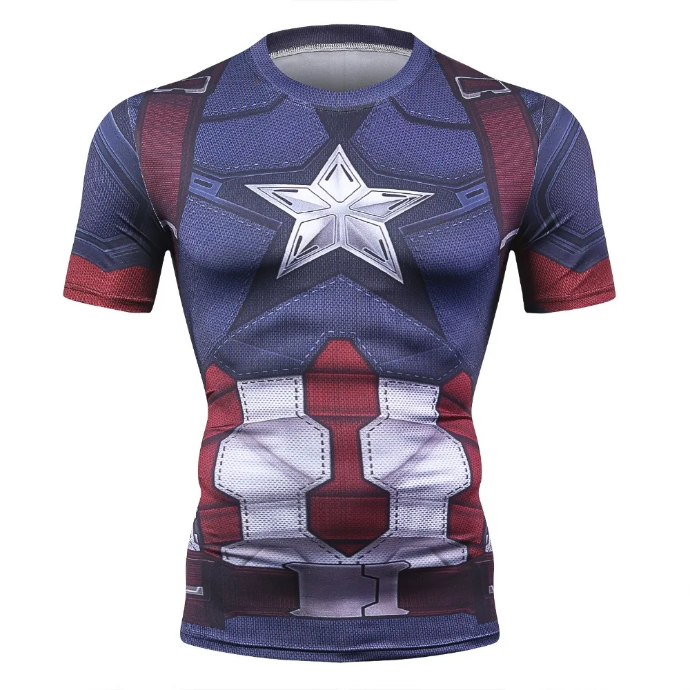 

Avengers 3 Captain America 3D Printed T shirts Men Compression Shirt 2018 Cosplay Short Sleeve Tops For Male Fit Cloth