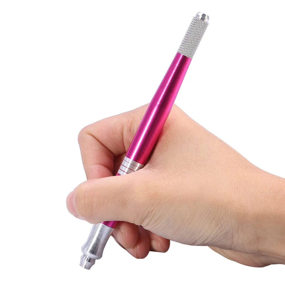 Полуперманентная розовая красная татуировка бровей и губ ручка круглая игла для микроблейдинга плоский нож двухсторонняя ручка Макияж ручной захват инструмент