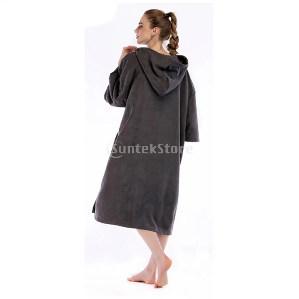 Microfiber Outdoor Adult Beach Quick Dry Changing Robe Bath Towel Hooded Poncho Surf Swimsuit Cloak + Wetsuit Change Mat / Bag