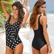 Купальники 2018 Новый Цельный купальник Женский Плюс Размер Купальники Ретро Винтажные купальные костюмы Пляжная одежда с принтом Монокини ...(China)