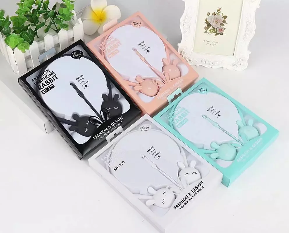 Wire Headphones Cute Cartoon Rabbit Candy Colour 3.5mm Stereo Headphone with Mic for Samsung Xiaomi mp3 Kids Student Birthday Gifts (15)