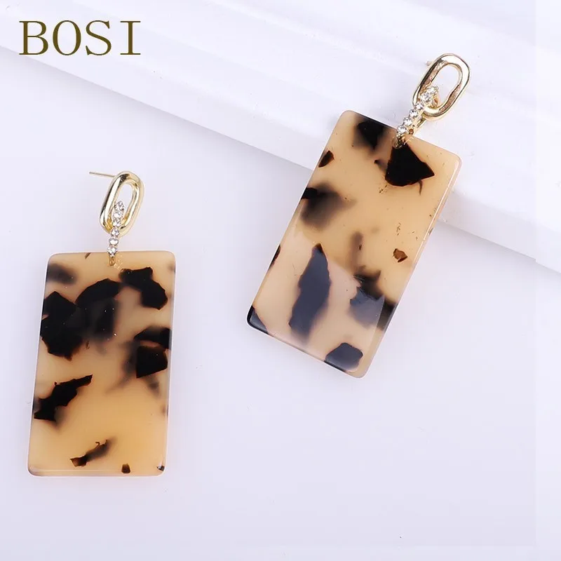 

Za Acrylic Square acetic acid Earrings For Women 2019 Bohemian luxury Dangle Earings Geometric Fashion Resin Statement jewellery