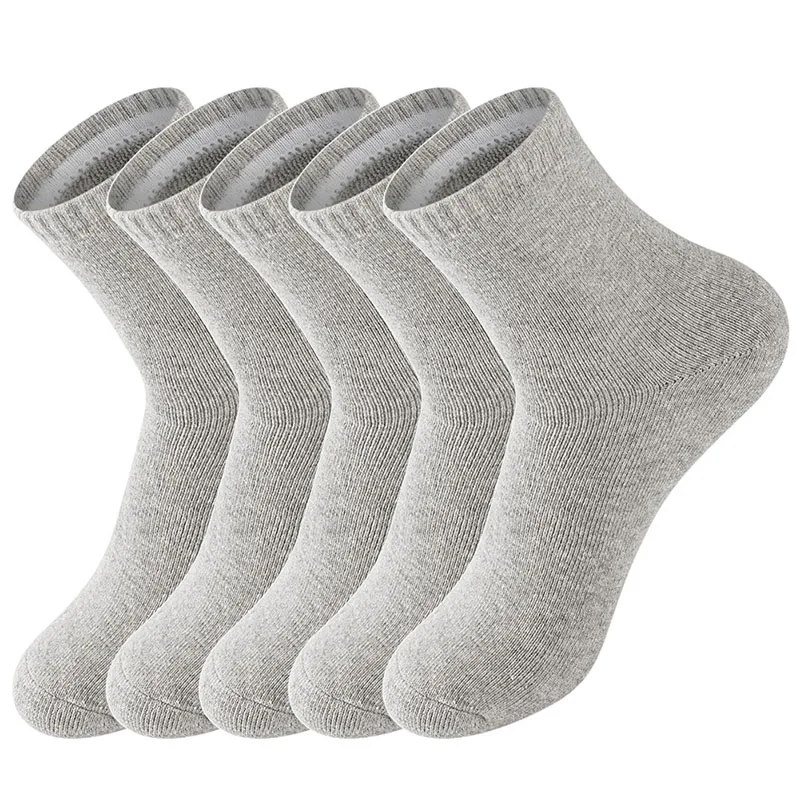 LifeWheel мужские носки хлопковые деловые спортивные с дезодоратором дышащие зимние теплые махровые носки для здоровья 5 пар/партия - Цвет: 5 Pair Gray
