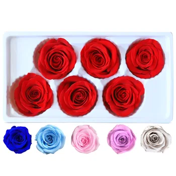 

6PCS/BOX 5-6cm Preserved Flowers Flower Immortal Rose Valentine's Day Gift Eternal Life Flower Gift box Wholesale Level A