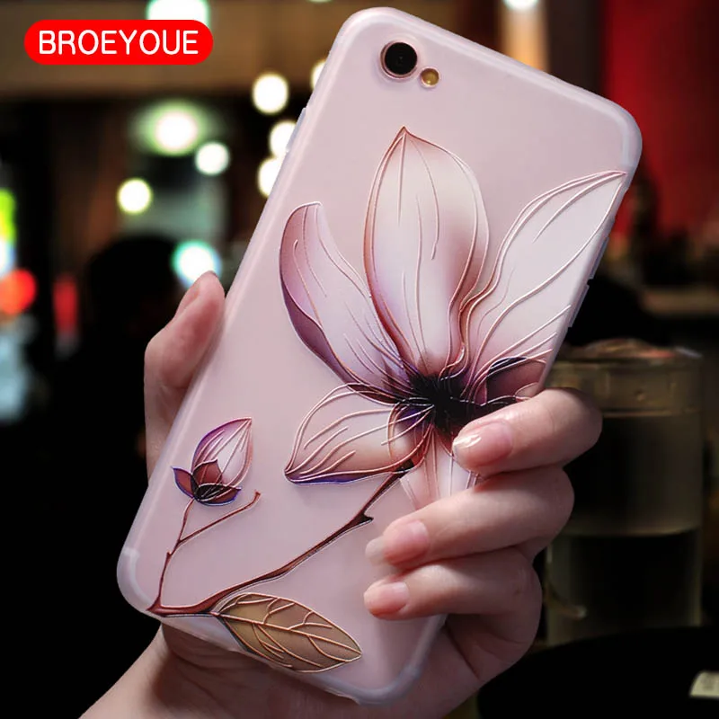 

BROEYOUE Soft TPU Phone Case For OPPO A59/A59S/F1S A57/A39 Matte Simple Case Relief Flower Cover For OPPO R11 R9S R9 Plus Coque