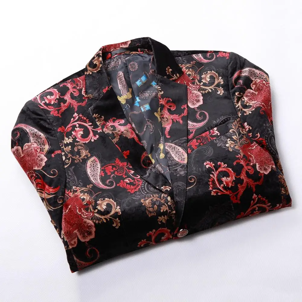 2019 New High-End Men'S Wine Red Printed Blazer Party Wedding Dress Luxury Slim Banquet Entertainment Men'S Suit Coat 2019 New High-End Men'S Wine Red Printed Blazer Party Wedding Dress Luxury Slim Banquet Entertainment Men'S Suit Coat