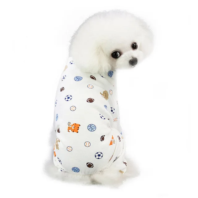 Sqinans пижама с принтом для собак летний хлопковый комбинезон для собаки костюм Одежда для маленькой собаки для чихуахуа померанского домашних животных - Цвет: Football