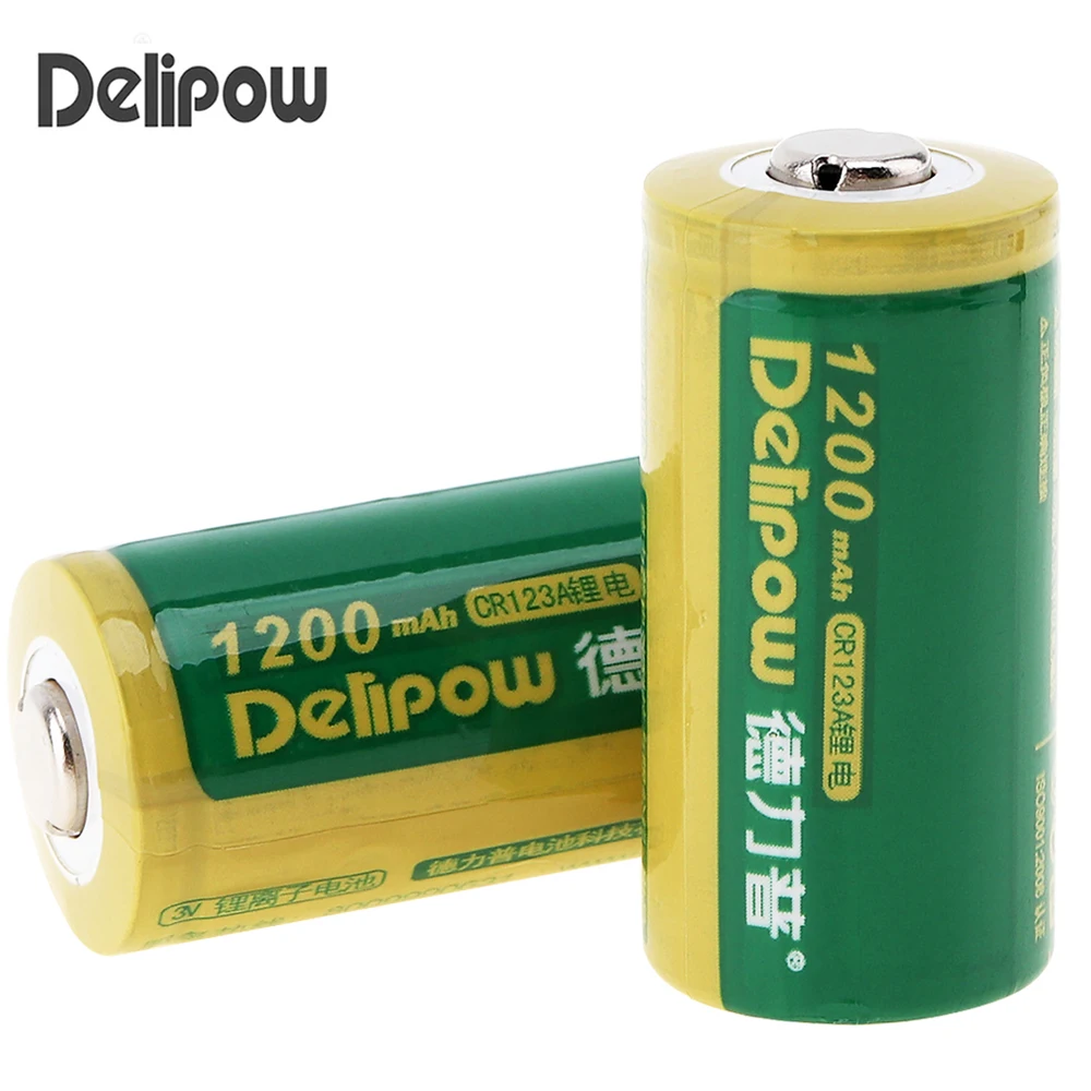 

2pcs! Delipow 3V 1200mAh CR 123A Battery Li-ion Lithium CR123A Rechargeable Battery with Safety Relief Valve for Flashlight Toy